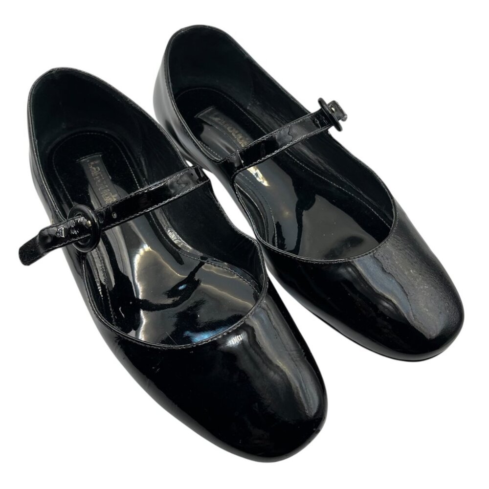 Larroude Womens Size 5 Shoes Blair Patent Black Leather Mary Jane Flats
